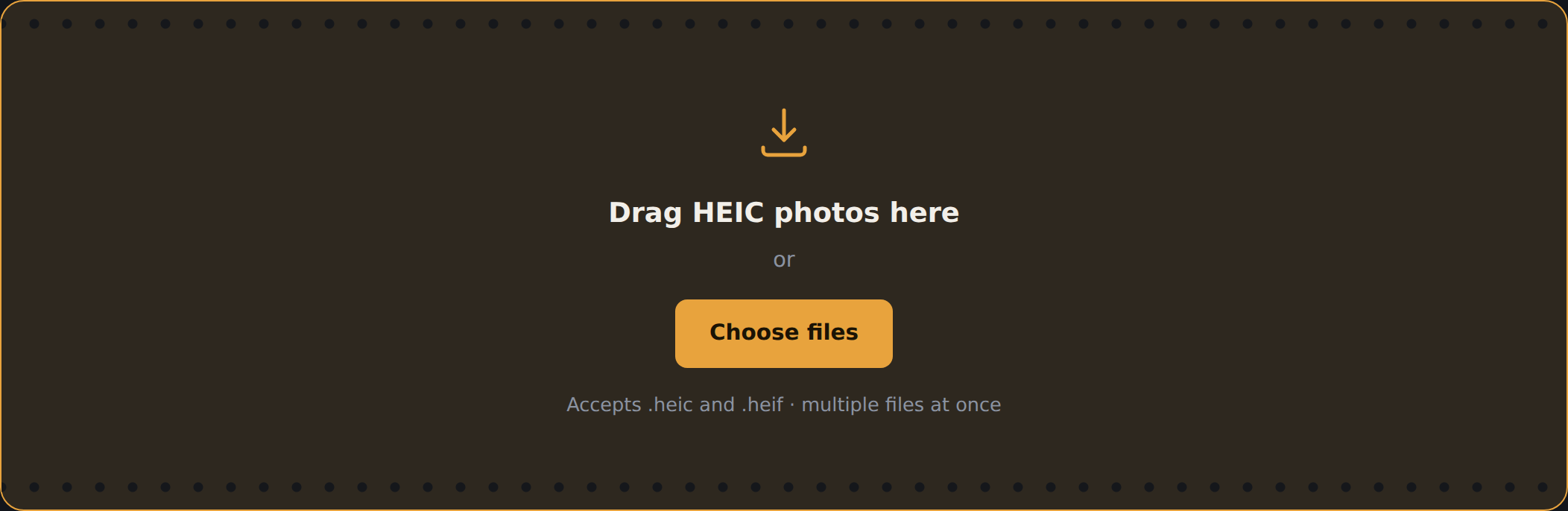 The Heic Lab dropzone highlighted while a file is dragged over it